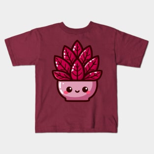 Cute Red Leaf Plant in Kawaii Style | Design for Kawaii Lovers | Kawaii Cute Plant Kids T-Shirt